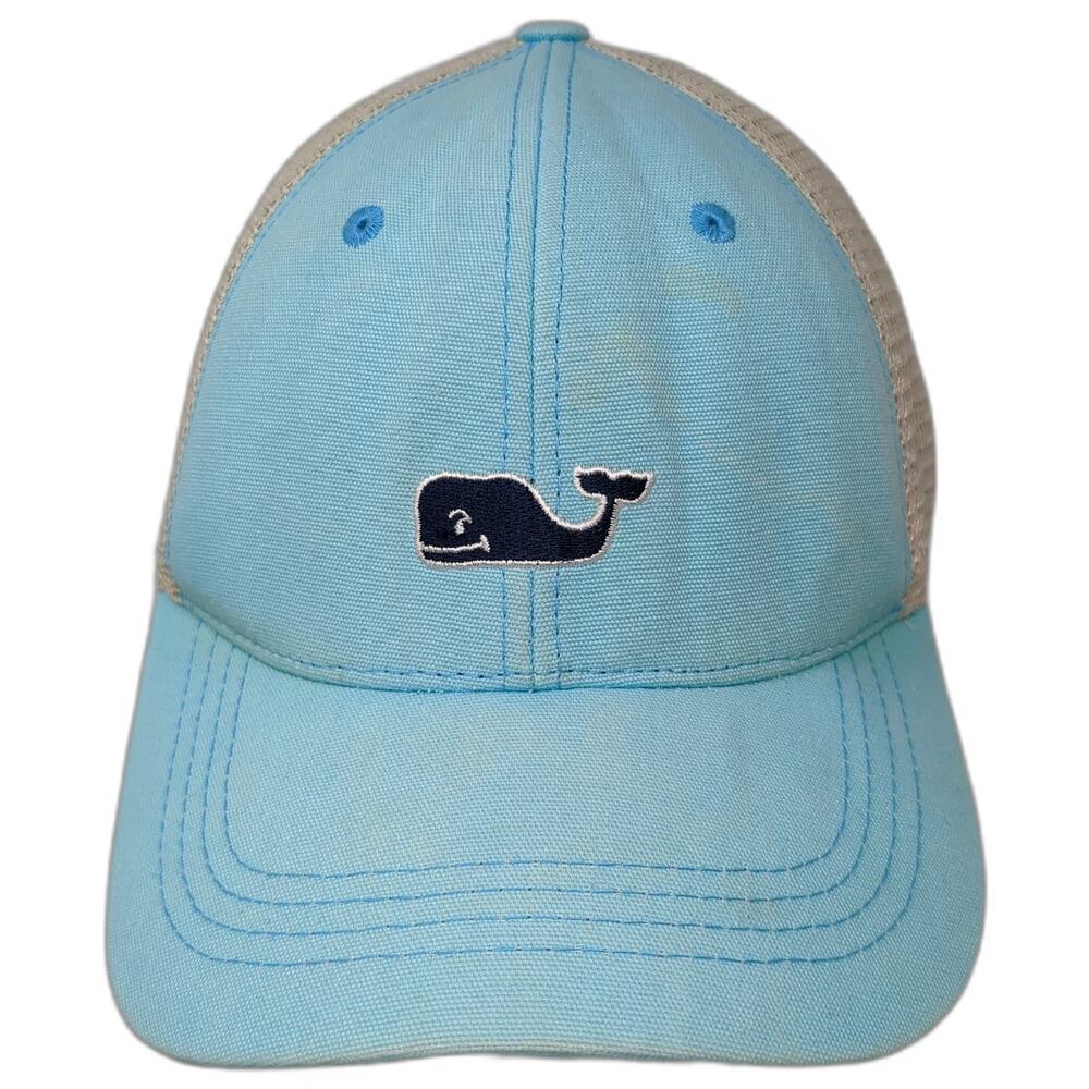 Vineyard Vines Trucker Hat Blue One Size Snapback Mesh Whale Logo Embroidered
